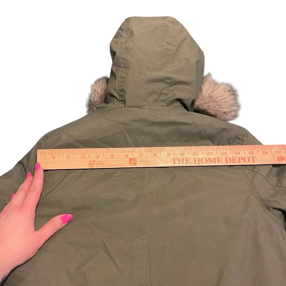 Eddie Bauer Kids Green Faux Fur Hood Down Insulated Parka‎ Jacket Size S 7/8